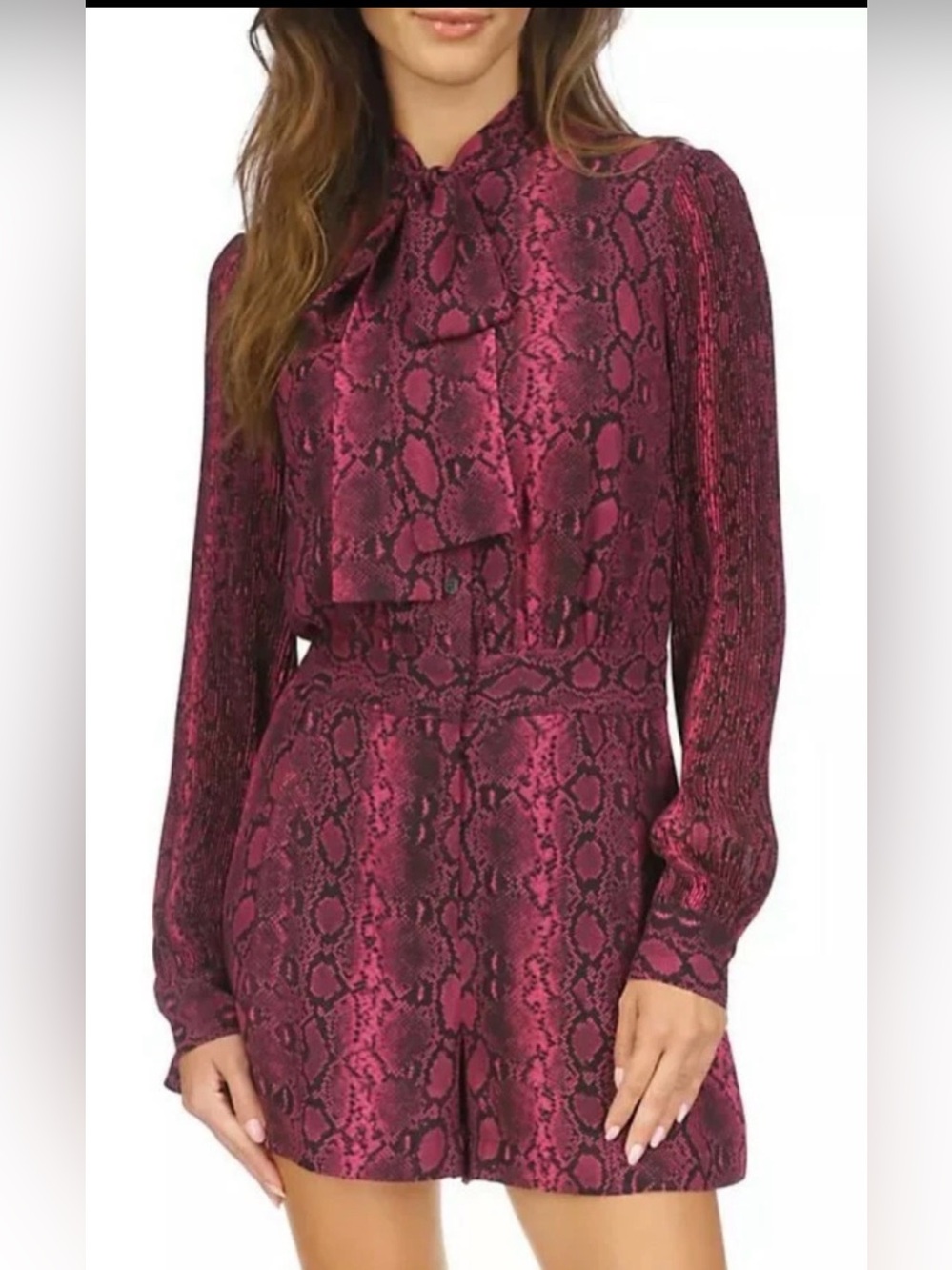 Michael Kors Snake Print Tie Neck Romper Size 8